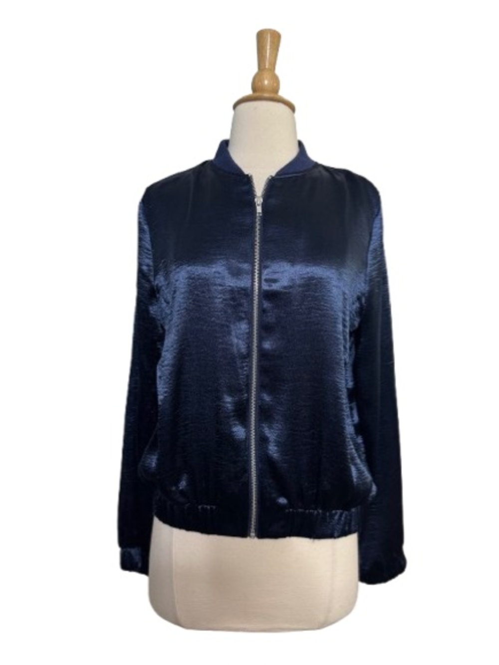 J.O.A navy satin bomber jacket